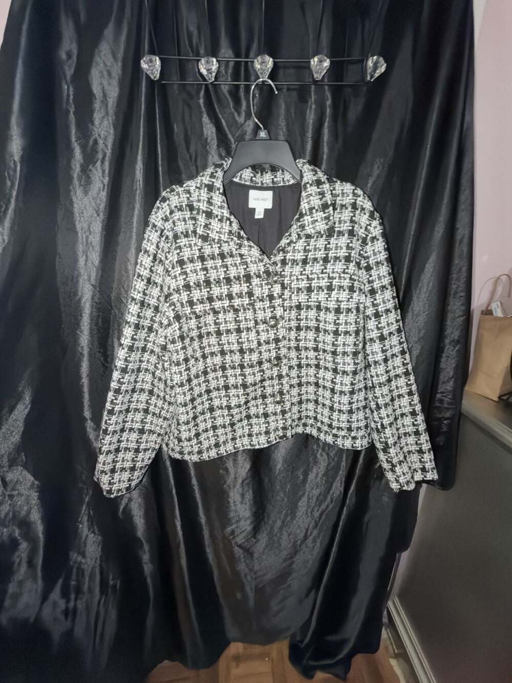 Nine West Tweed Cropped Jacket Size XXL Black White